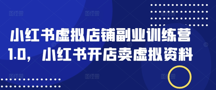 小红书虚拟店铺副业训练营1.0，小红书开店卖虚拟资料-梦凌网创