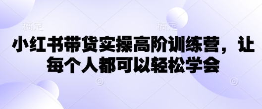 小红书带货实操高阶训练营，让每个人都可以轻松学会-梦凌网创