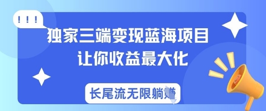 独家三端变现蓝海项目，让你收益最大化，长尾流无限躺挣-梦凌网创