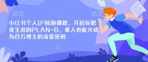 小红书个人IP陪跑课程,开启你职业生涯的PLAN-B,素人也能火成为百万博主的流量密码-薪火元第一资源库