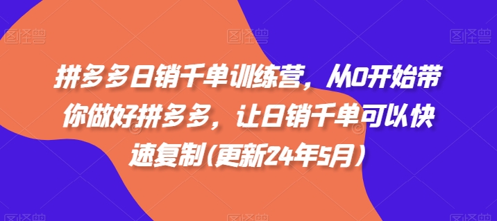 拼多多日销千单训练营，从0开始带你做好拼多多，让日销千单可以快速复制(更新25年3月)-梦凌网创
