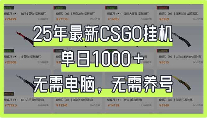 25年最新CSGO挂机系统，单日1000+，无需电脑，无需养号，0基础可上手-梦凌网创