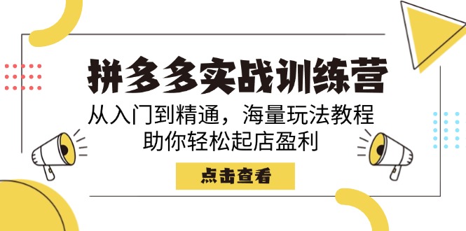 拼多多实战训练营，从入门到精通，海量玩法教程，助你轻松起店盈利-梦凌网创