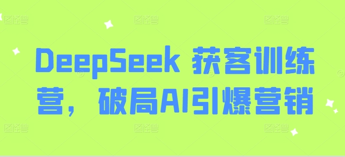 DeepSeek 获客训练营，破局AI引爆营销-梦凌网创
