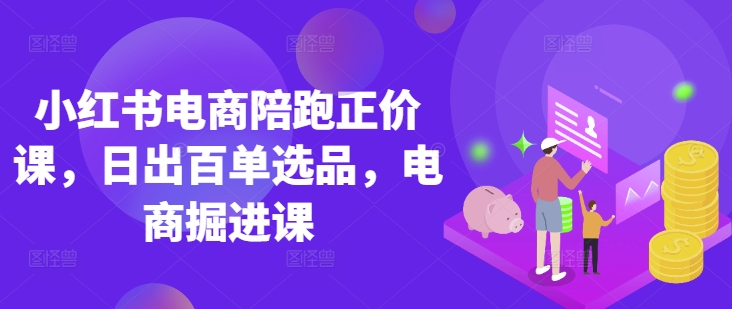 小红书电商陪跑正价课，小红书官方认证电商讲师教学，日出百单选品，电商掘进课-梦凌网创