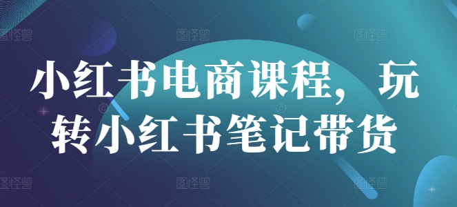 小红书电商课程，玩转小红书笔记带货-梦凌网创