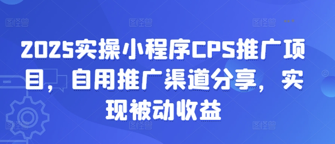 2025实操小程序CPS推广项目，自用推广渠道分享，实现被动收益-梦凌网创