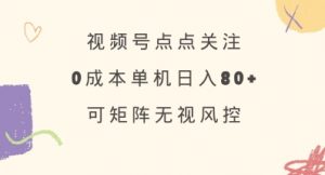 视频号点点关注,0成本单号80+,可矩阵,绿色正规,长期稳定【揭秘】-薪火元第一资源库
