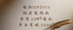用DeepSeek做疗愈视频，条条10W+爆款，单日变现多张-薪火元第一资源库
