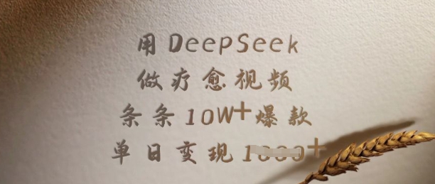 用DeepSeek做疗愈视频，条条10W+爆款，单日变现多张-梦凌网创