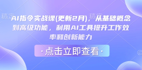 AI指令实战课(更新2月)，从基础概念到高级功能，利用AI工具提升工作效率和创新能力-梦凌网创
