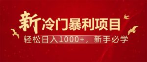 项目名称：每天一小时，轻松到手1000，冷门赚钱项目！-薪火元第一资源库