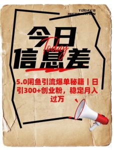 5.0闲鱼引流爆单秘籍,日引300+创业粉,稳定月入过W-薪火元第一资源库