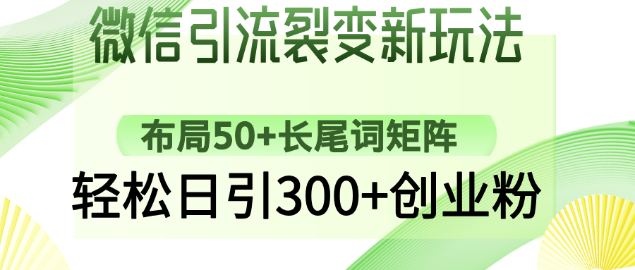 微信引流裂变新玩法：布局50+长尾词矩阵，轻松日引300+创业粉-梦凌网创