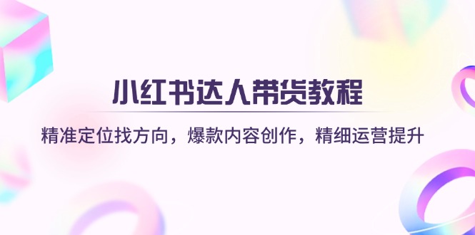 小红书达人带货教程：精准定位找方向，爆款内容创作，精细运营提升-梦凌网创