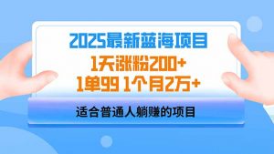 2025蓝海项目 1天涨粉200+ 1单99 1个月2万+-薪火元第一资源库