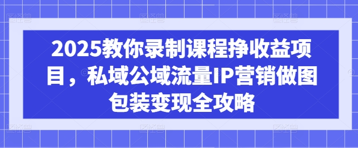 2025教你录制课程挣收益项目，私域公域流量IP营销做图包装变现全攻略-梦凌网创