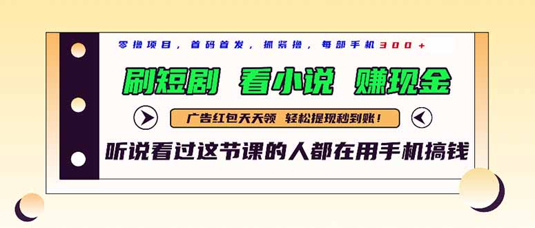 最新短剧平台，刷短剧，看小说，赚现金，一部手机日入300+-梦凌网创