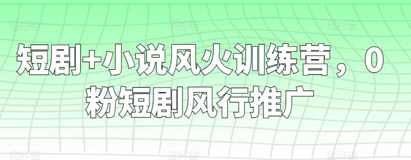 短剧+小说风火训练营，0粉短剧风行推广-薪火元第一资源库