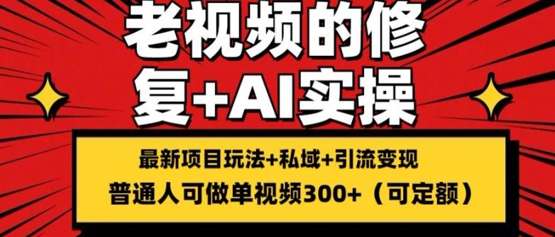 修复老视频的玩法，搬砖+引流的变现(可持久)，单条收益300+【揭秘】-梦凌网创