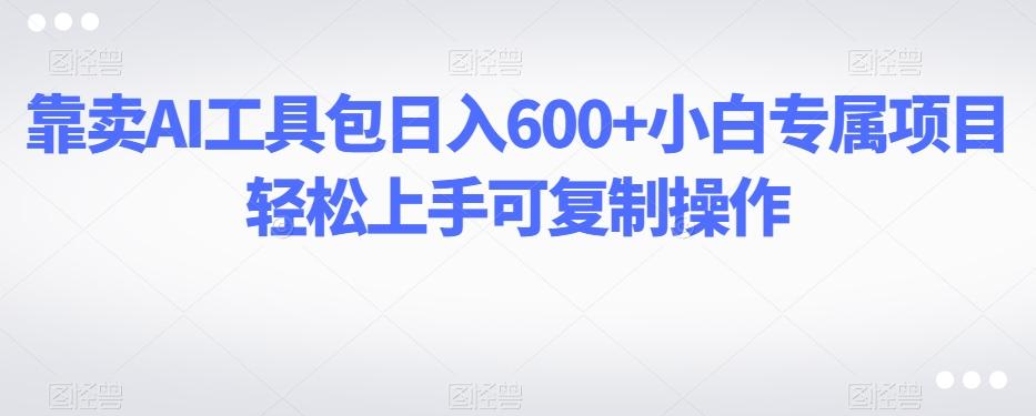 靠卖AI工具包日入600+小白专属项目轻松上手可复制操作-梦凌网创