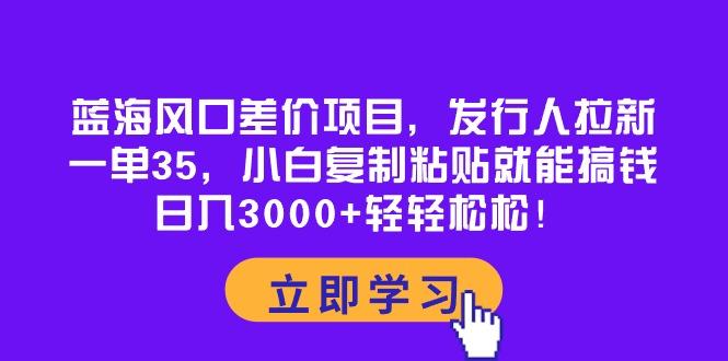 蓝海风口差价项目，发行人拉新，一单35，小白复制粘贴就能搞钱！日入30…-梦凌网创