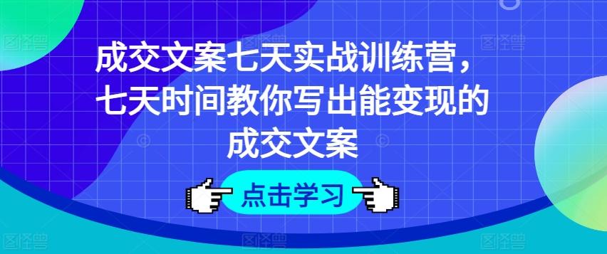 成交文案七天实战训练营，七天时间教你写出能变现的成交文案-梦凌网创