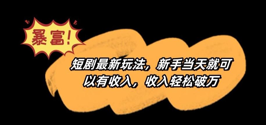 短剧最新玩法，新手当天就可以有收入，收入轻松破万【揭秘】-梦凌网创