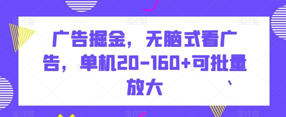 广告掘金，无脑式看广告，单机20-160+可批量放大【揭秘】-梦凌网创