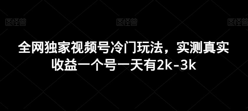 全网独家视频号冷门玩法，实测真实收益一个号一天有2k-3k-梦凌网创