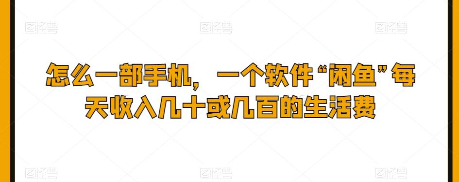 怎么一部手机，一个软件“闲鱼”每天收入几十或几百的生活费-梦凌网创