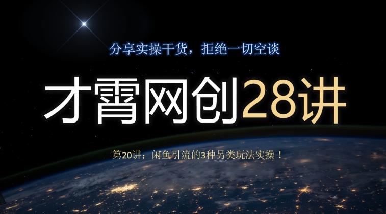 才霄网创28讲第20讲：闲鱼引流的3种另类玩法实操！-梦凌网创