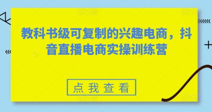 教科书级可复制的兴趣电商，抖音直播电商实操训练营-梦凌网创