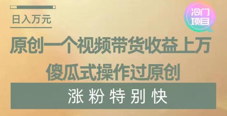 原创一个视频带货收益上万，傻瓜式操作过原创，几分钟做一个视频涨粉特别快【揭秘】-梦凌网创