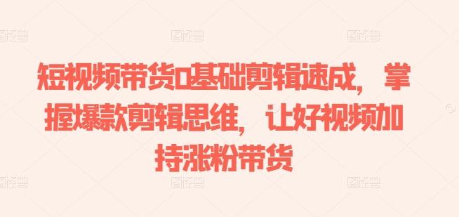 短视频带货0基础剪辑速成，掌握爆款剪辑思维，让好视频加持涨粉带货-梦凌网创