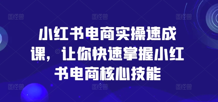 小红书电商实操速成课，让你快速掌握小红书电商核心技能-梦凌网创