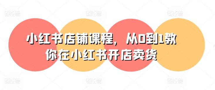 小红书店铺课程，从0到1教你在小红书开店卖货-梦凌网创