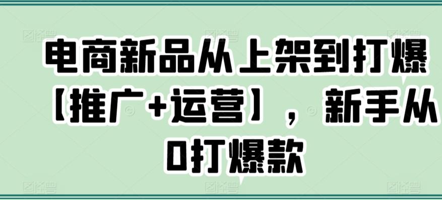 电商新品从上架到打爆【推广+运营】，新手从0打爆款-梦凌网创