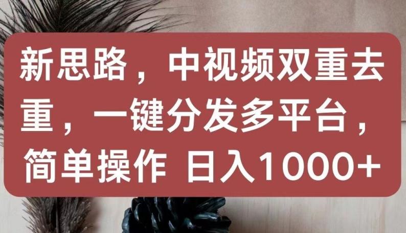 新思路，中视频双重去重，一键分发多平台，简单操作，日入1000+【揭秘】-梦凌网创