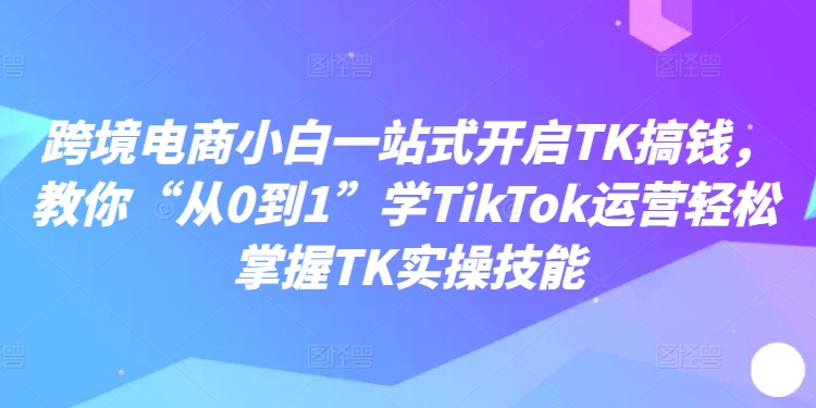 跨境电商小白一站式开启TK搞钱，教你“从0到1”学TikTok运营轻松掌握TK实操技能-梦凌网创