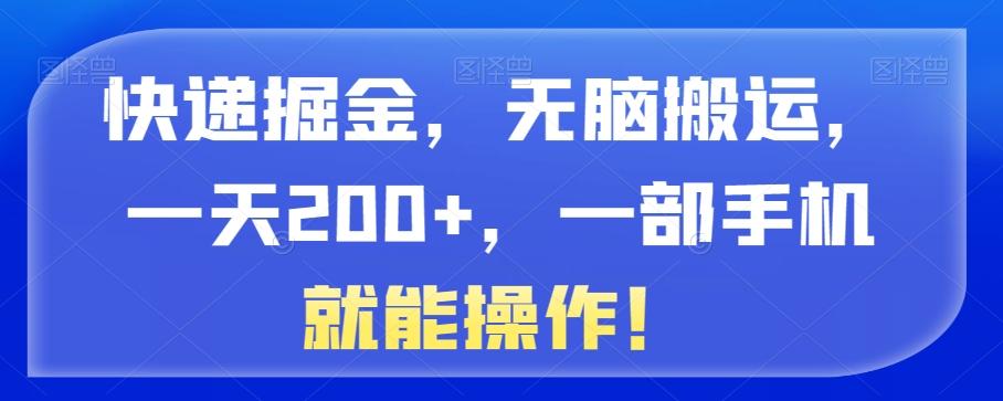 快递掘金，无脑搬运，一天200+，一部手机就能操作！-梦凌网创