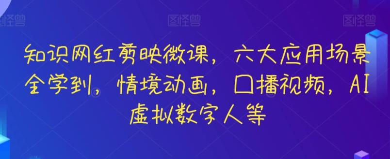 知识网红剪映微课，六大应用场景全学到，情境动画，囗播视频，AI虚拟数字人等-梦凌网创