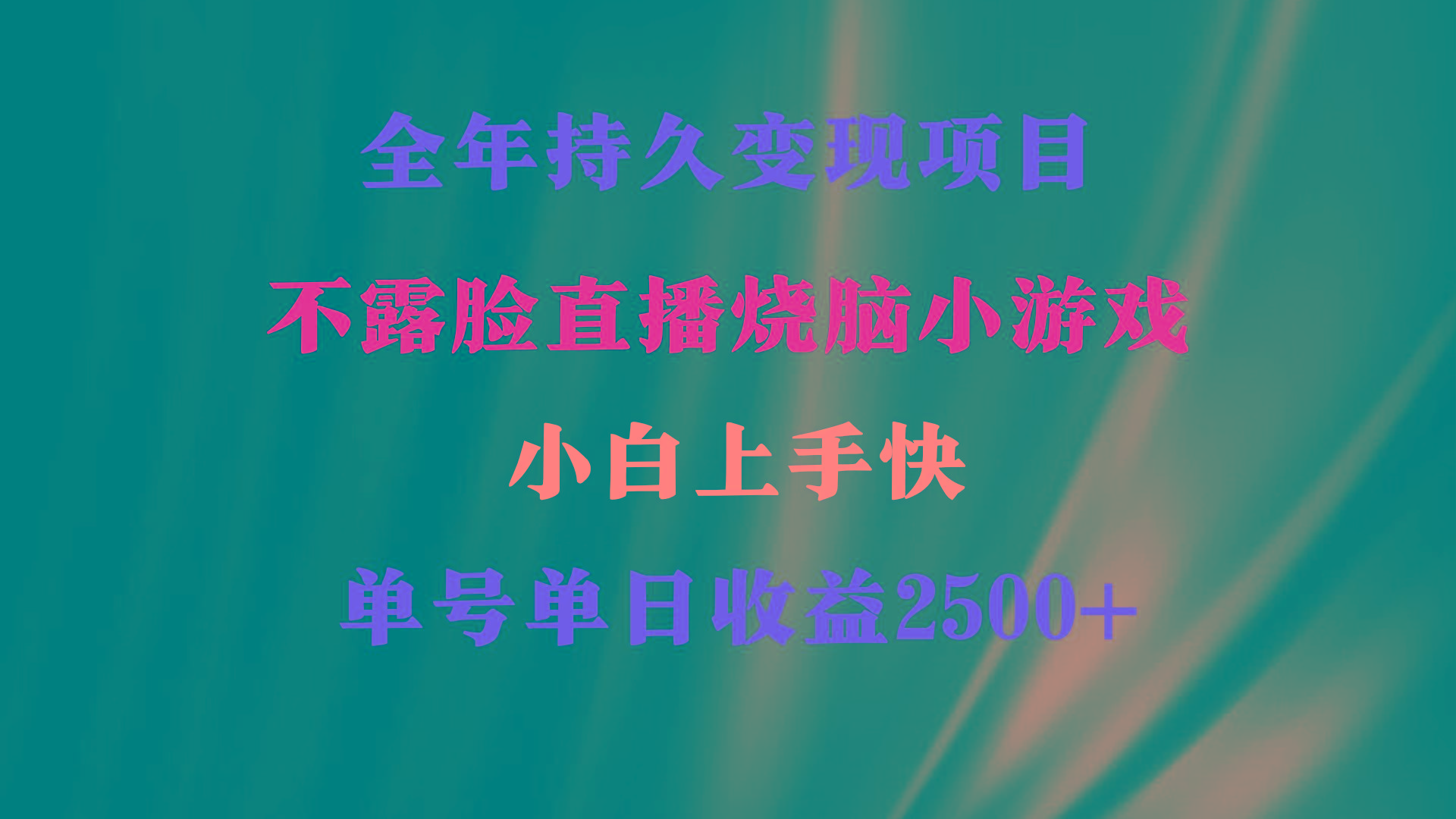 2024年 最优项目，烧脑小游戏不露脸直播  小白上手快 无门槛 一天收益2500+-梦凌网创