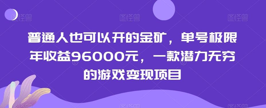 普通人也可以开的金矿，单号极限年收益96000元，一款潜力无穷的游戏变现项目【揭秘】-梦凌网创