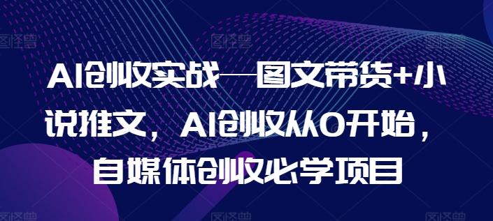 AI创收实战—图文带货+小说推文，AI创收从0开始，自媒体创收必学项目-梦凌网创