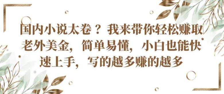 国内小说太卷 ?带你轻松赚取老外美金，简单易懂，小白也能快速上手，写的越多赚的越多【揭秘】-梦凌网创