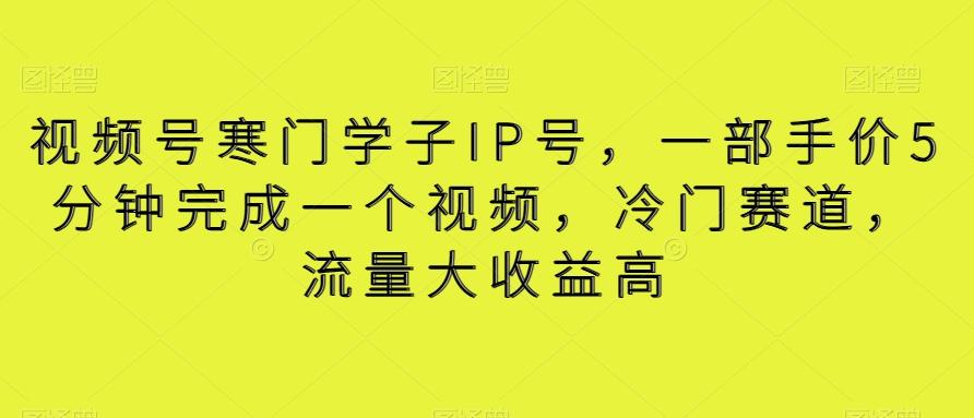 视频号寒门学子IP号，一部手价5分钟完成一个视频，冷门赛道，流量大收益高【揭秘】-梦凌网创