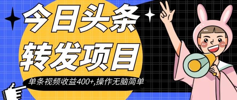 今日头条转发项目，单条视频收益400+,操作无脑简单【揭秘】-梦凌网创