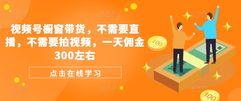 视频号橱窗带货，不需要直播，不需要拍视频，一天佣金300左右-梦凌网创