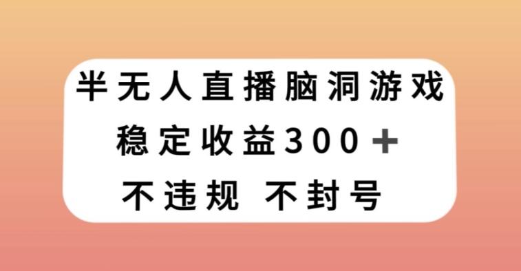 半无人直播脑洞小游戏，每天收入300+，保姆式教学小白轻松上手【揭秘】-梦凌网创